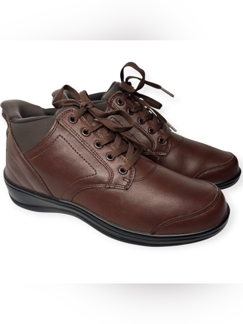 Orthofeet Rosel Boot Womens Shoe 7.5 M Brown Leather Lace Up Ankle Booties NEW